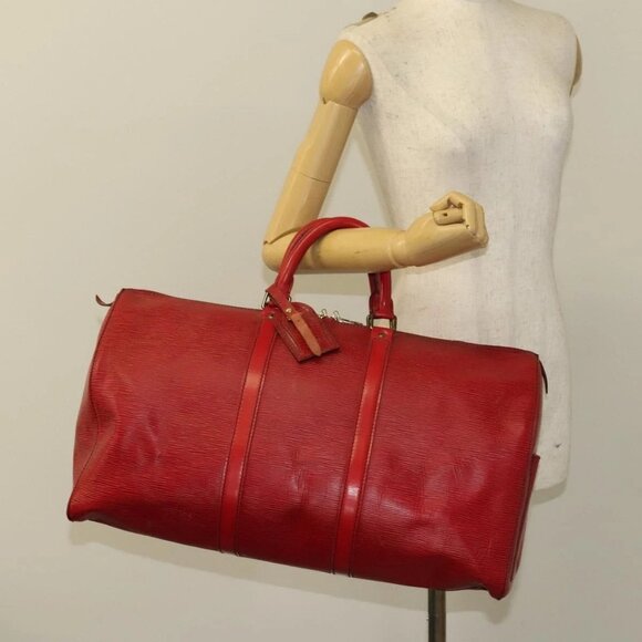 LOUIS VUITTON Epi Keepall 50 Boston Bag Red - Picture 14 of 16